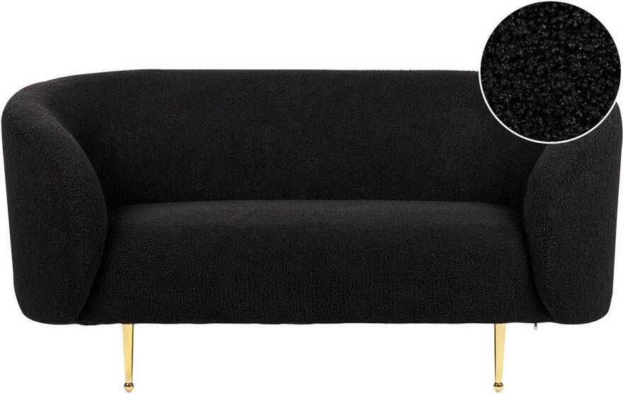 Beliani LOEN Two Seater Sofa Zwart Polyester