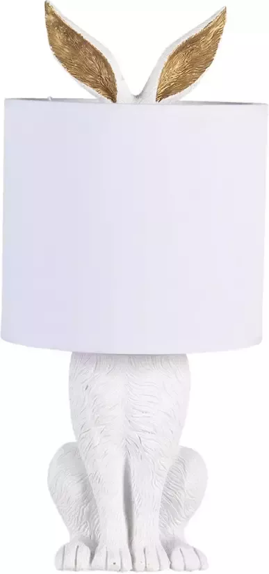 Clayre & Eef Tafellamp Konijn Ø 20x45 cm Wit Kunststof Bureaulamp - Foto 1