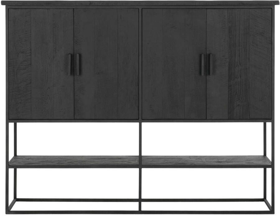 DTP Home Cabinet Beam large 4 doors open rack BLACK 140x180x40 cm recycled teakwood