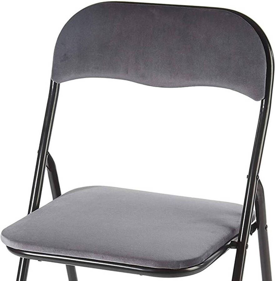 Discountershop Klapstoel met zithoogte van 43 cm Vouwstoel velvet zitvlak en rug bekleed stoel tafelstoel- stoel tafelstoel klapstoel Velvet klapstoel Luxe klapstoel Met kussentjes Stoel Stoelen Klapstoelen Stoeltje Premium chair Grijs