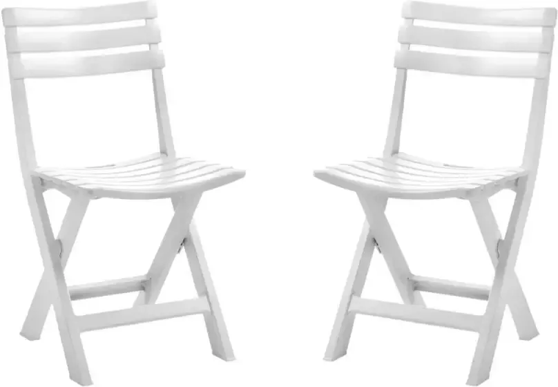 Set van 2x stuks witte kunststof bijzet klapstoelen voor bruiloft of feest voor binnen en buiten