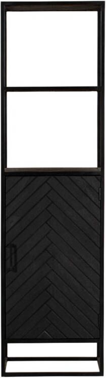 Starfurn Boekenkast smal zwart New York Mangohout en staal 1 deur 55cm
