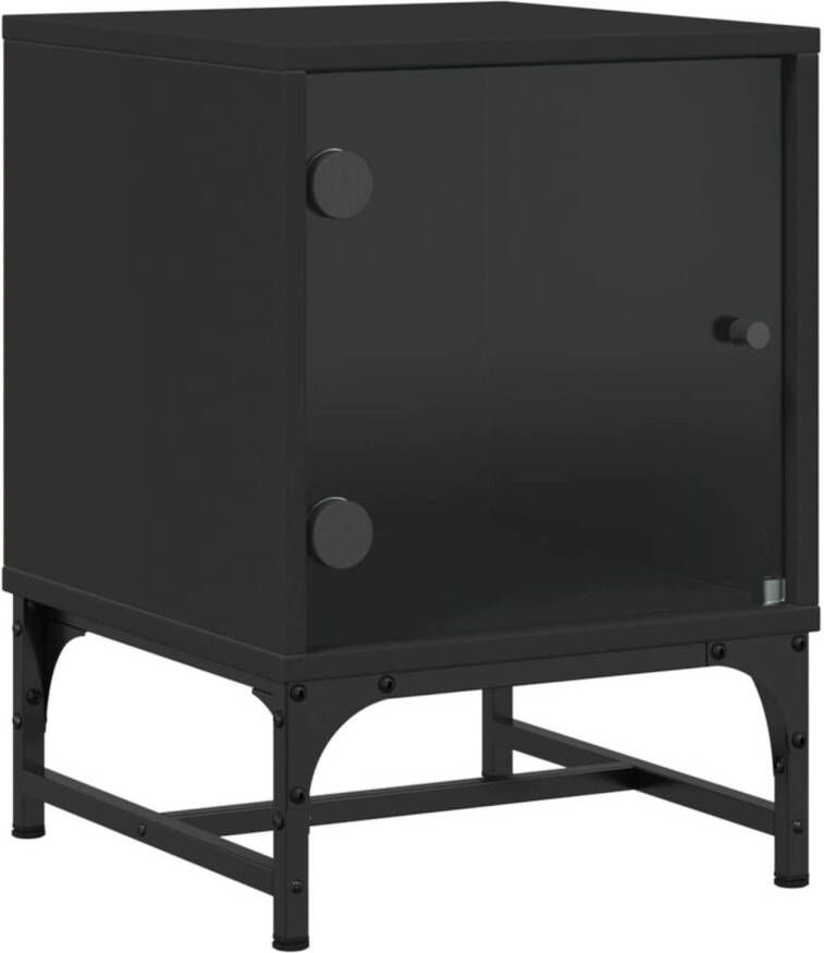 VidaXL -Nachtkastje-met-glazen-deur-35x37x50-cm-zwart