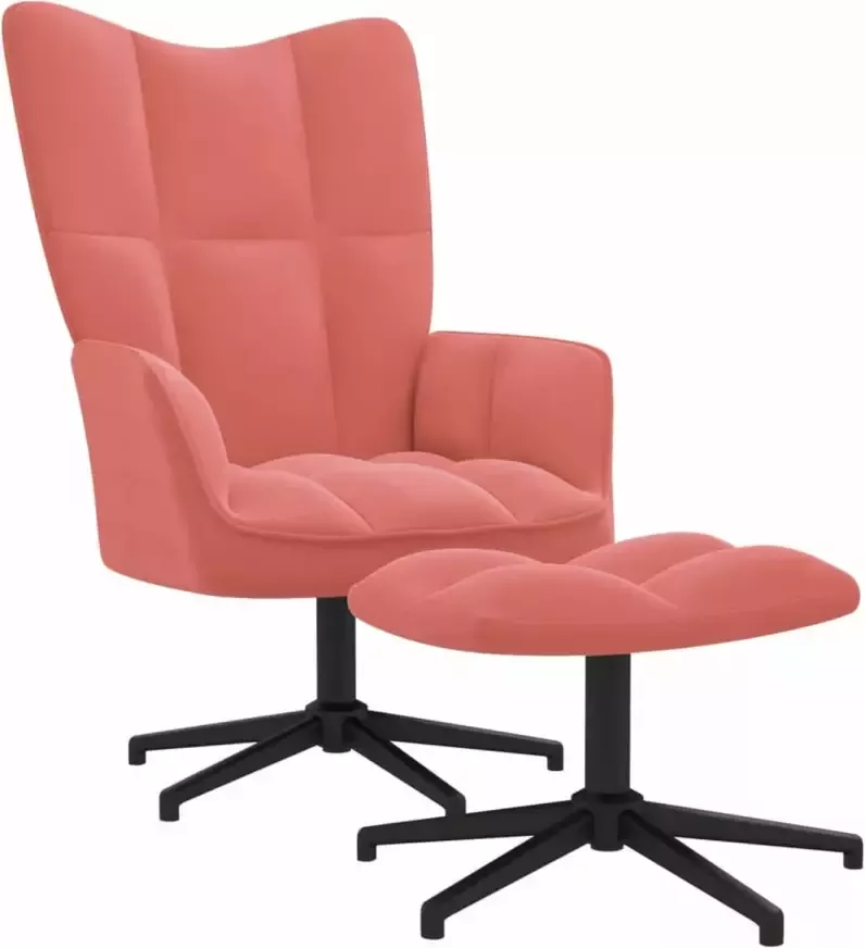 VidaXL Relaxstoel met voetenbank fluweel roze