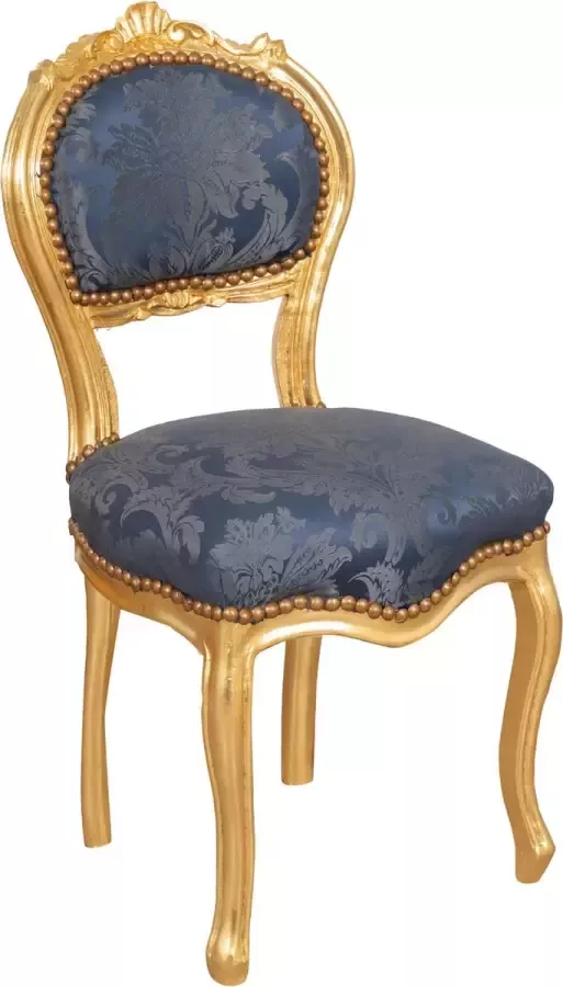 BISCOTTINI copy of Franse Louis XVI stijl fauteuil in massief beukenhout met goud en blauwe afwerking