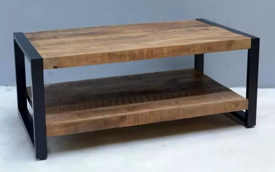 Salontafel mangohout plank dubbel 110x60x45 cm