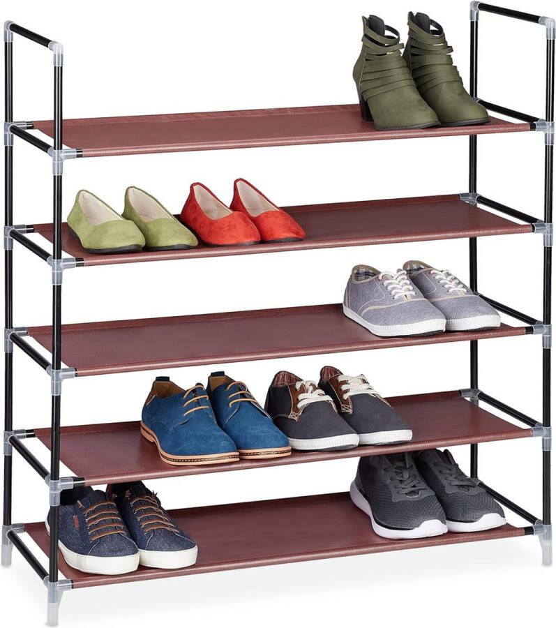 Schoenenrek 5 laags schoenenkast voor 20 paar schoenen metaal HBD: ca. 90.5 x 87 x 29 5 cm bordeaux