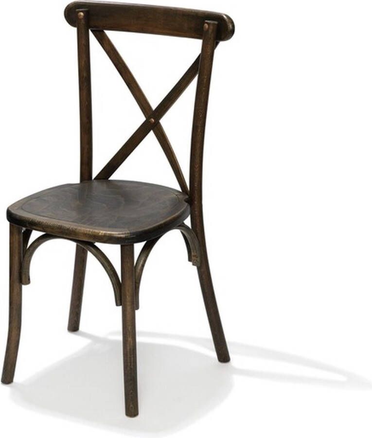 Huismerk Essentials Crossback stapelstoel massiefhout bruin set van 7 48x47x88cm (LxBxH) - Foto 1