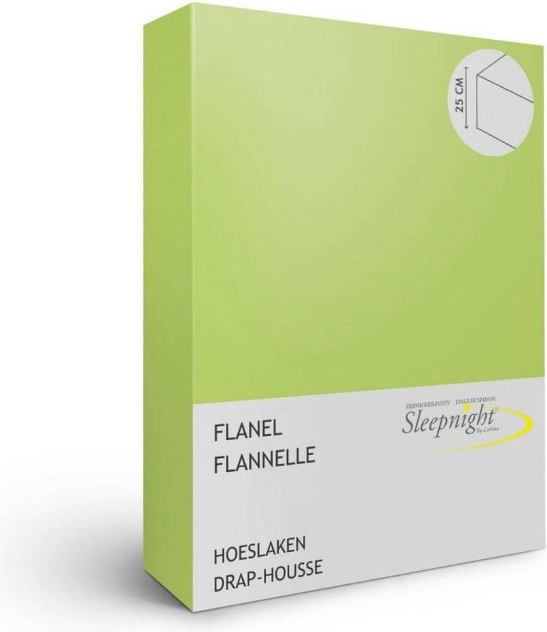 Sleepnight Hoeslaken Flanel (hoekhoogte 25 cm ) Groen lime B 90 x L 200 cm 1-persoons Geschikt voor Standaard Matras 863557-B 90 x L 200 cm