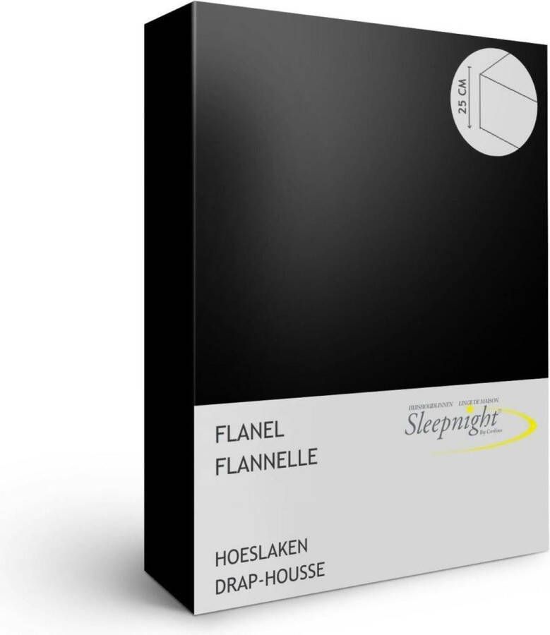 Sleepnight Hoeslaken Flanel (hoekhoogte 25 cm ) Zwart noir B 90 x L 200 cm 1-persoons Geschikt voor Standaard Matras 550797-B 90 x L 200 cm