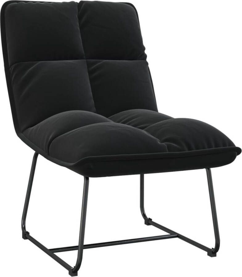 VidaXL -Loungestoel-met-metalen-frame-fluweel-zwart