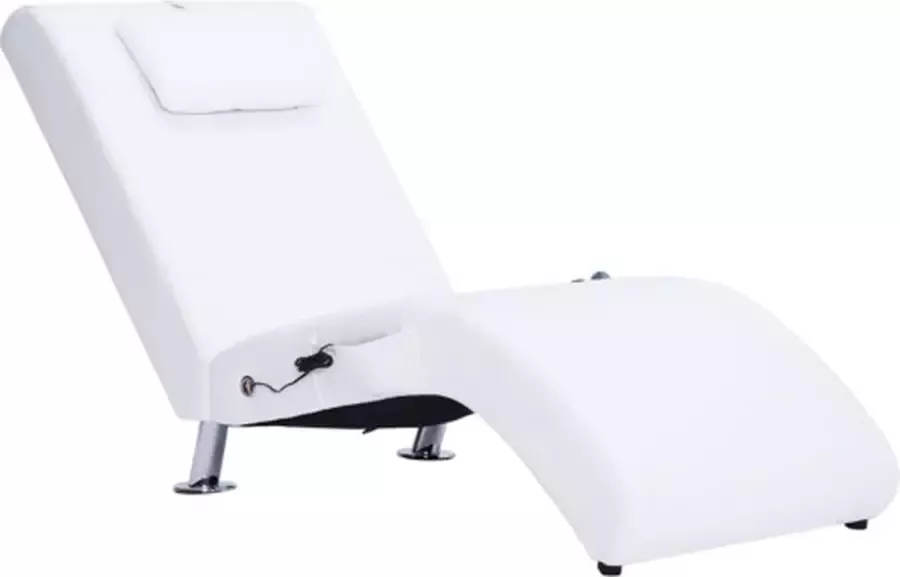 VidaXL -Massage-chaise-longue-met-kussen-kunstleer-wit - Foto 3