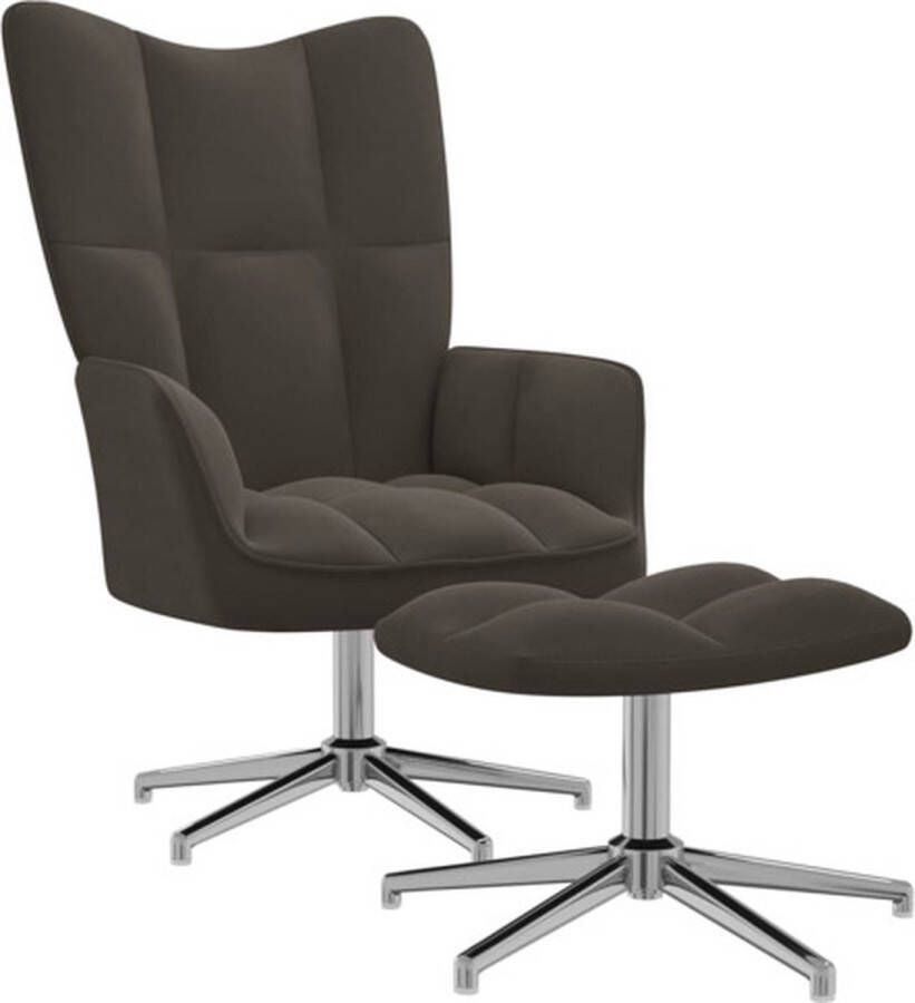 VIDAXL Relaxstoel met voetenbank fluweel donkergrijs - Foto 1