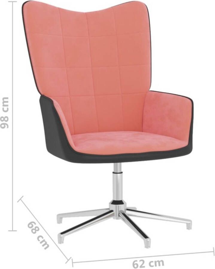 VidaXL Relaxstoel met voetenbank fluweel en PVC roze - Foto 1