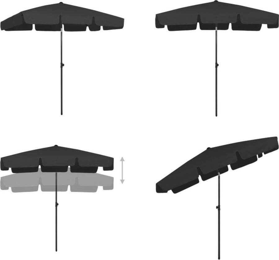 VidaXL Strandparasol 200x125 cm zwart Strandparasol Strandparasols Parasol Parasols