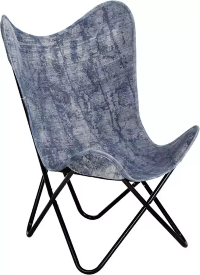 VIDAXL Vlinderstoel canvas indigo-blauw - Foto 1