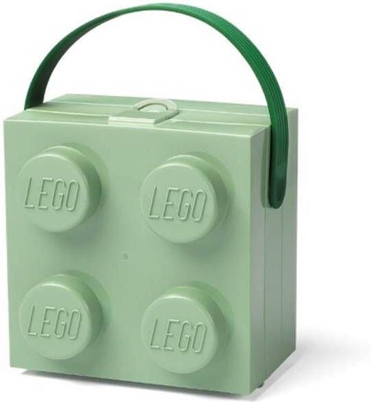 LEGO Set van 2 Lunchbox Brick 4 met handvat Zandgroen