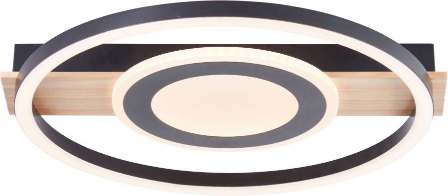 My home Led-plafondlamp Lysann Deckenlampe 39 x 37 cm 22 w 2900 lm 3000 k hout metaal bruin zwart (1 stuk)