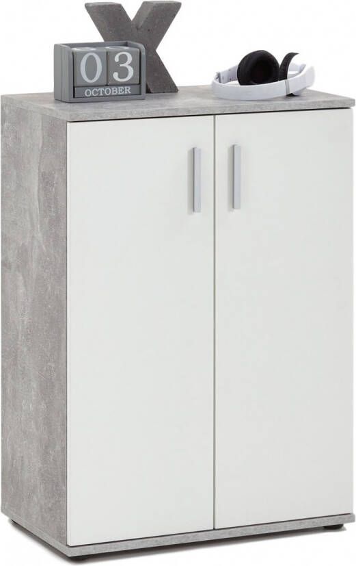 FD Furniture Opbergkast Albi 83 cm hoog Grijs beton met wit