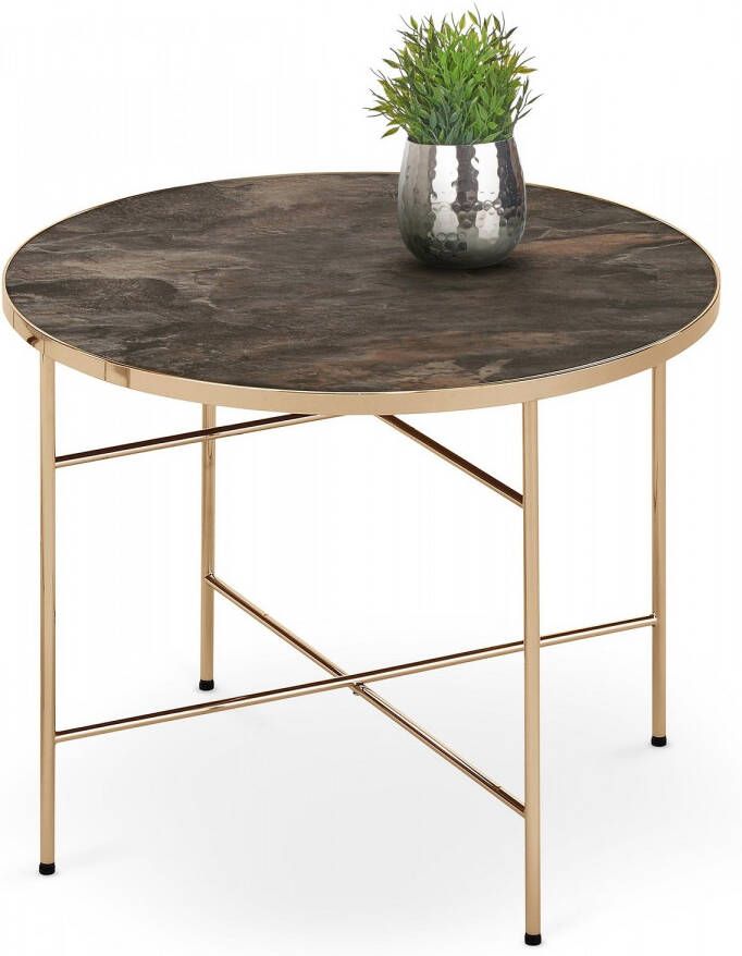 Home Style Ronde salontafel Isabella 60 cm breed in donker marmer