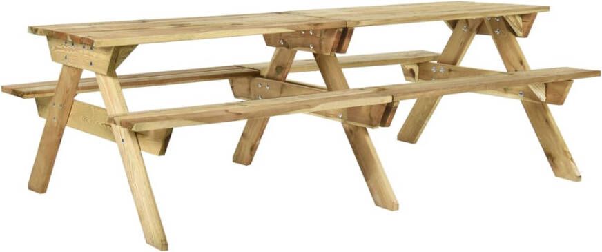 VIDAXL Picknicktafel met banken 220x122x72 cm geïmpregneerd grenenhout