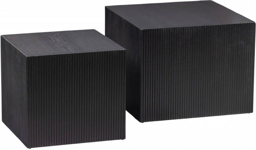 WOOOD Exclusive WOOOD Vierkante Bijzettafel Sanne Set van 2 stuks zwart - Foto 1