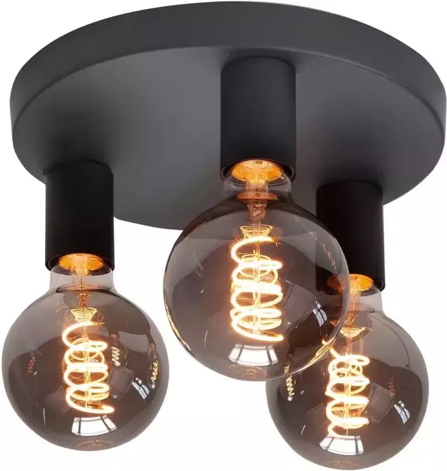 Highlight Plafondlamp Basic Zwart 3 lichts Ø 25 cm E27
