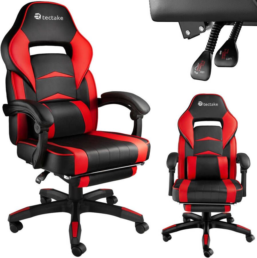 Tectake bureaustoel gamingchair luxe burostoel kantoorstoel racingstoel burostoel gamestoel Comodo zwart rood
