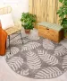 Boho&me Rond buitenkleed palmbladeren Sunny donkergrijs 250 cm rond - Thumbnail 1