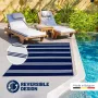 Studio M Luxe Buitenkleed – STRIPES – Dubbelzijdig Vloerkleed Buiten – Buitentapijt 120x160 cm – Donkerblauw – Tuintapijt met Omkeerbaar Design 100% gemaakt in België - Thumbnail 1