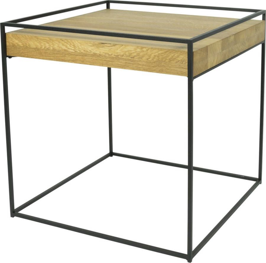 Torna Design Thin Wood Salontafel 46x46x46 cm Zwart Staal Eiken