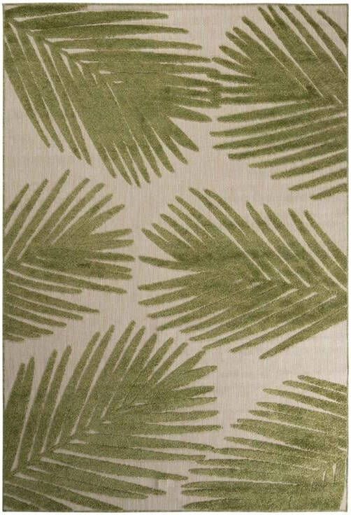 Boho&me Buitenkleed palmbladeren Verano beige|groen 140x200 cm