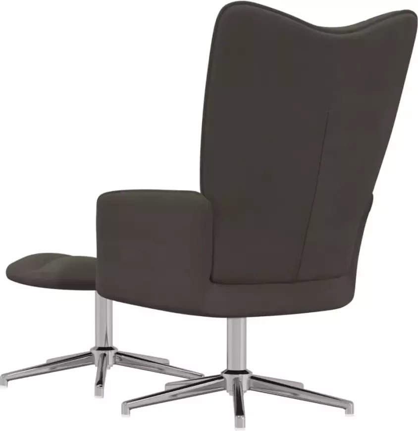 VidaXL Relaxstoel met voetenbank fluweel donkergrijs - Foto 2