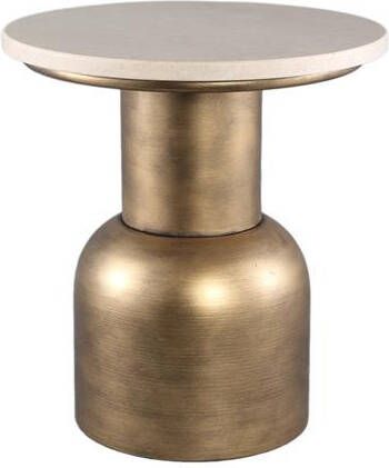 PTMD COLLECTION PTMD Meriko Cream Marble sidetable with gold base S