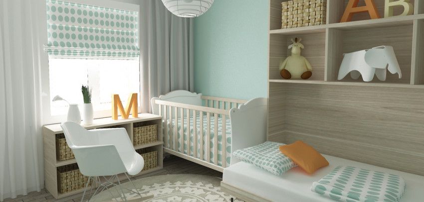Deze meubels staan er in een babykamer
