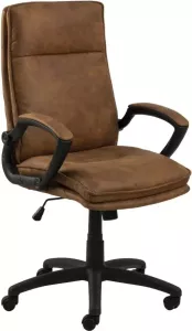 24Designs Dorian Bureaustoel Stof Camel Zwart Onderstel Met Wielen