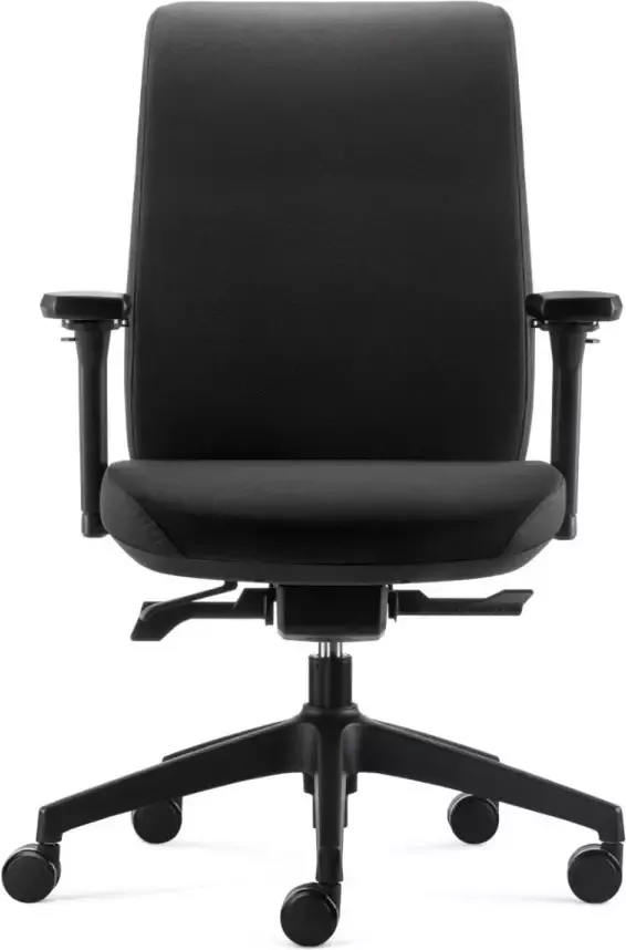 24Designs Move SYNCHRO-4 Ergonomische Bureaustoel Zwarte Stof Zwart Onderstel