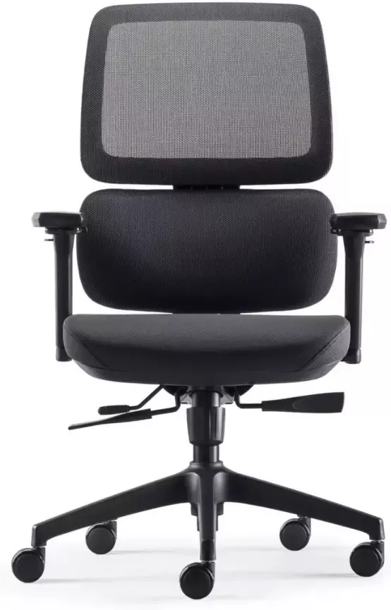 24Designs Sigma ERGO-4 Ergonomische Bureaustoel Zwarte Stof Mesh Zwart Onderstel