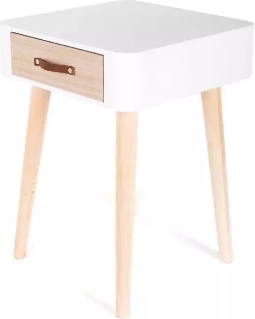 4goodz Oland Nachtkastje Set van 2 Vierkant met lade 35x35x48 cm Wit