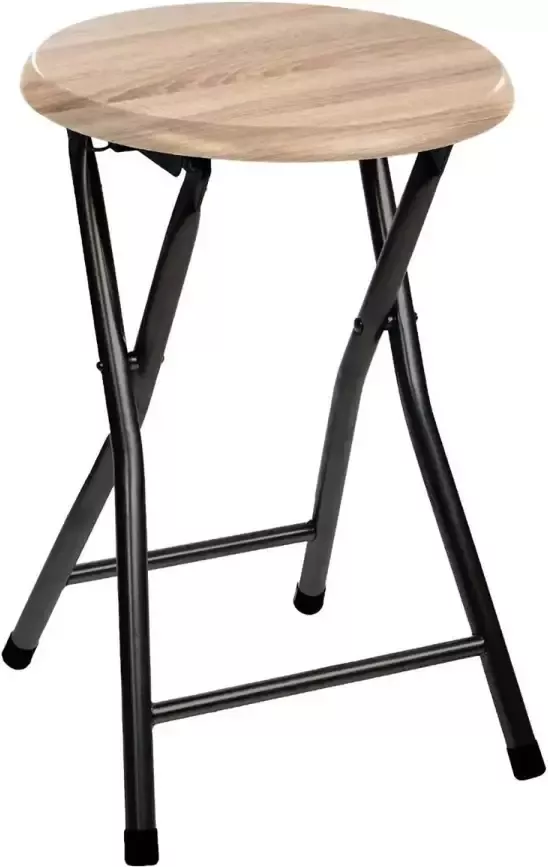 5Five Bijzet krukje stoel Opvouwbaar zwart hout 46 cm Bijzettafels