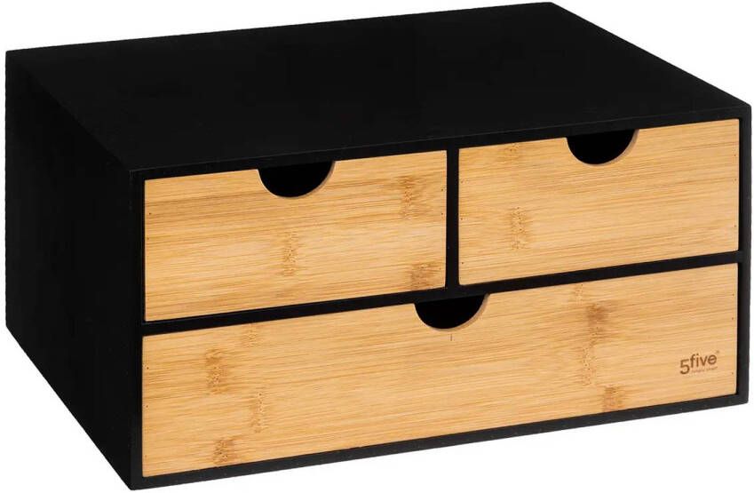 5Five Kantoor organizer ladeblok 3 lades 32 x 25 x 16 cm bamboe hout Ladeblok