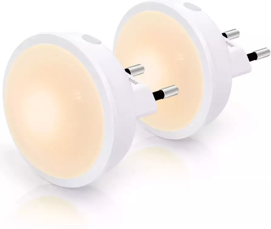Aigostar 10BA4 2 Stuks LED Nachtlampje Stopcontact Dimbare Nachtlampjes met Sensor Nacht Lamp Wit 65 2 mm