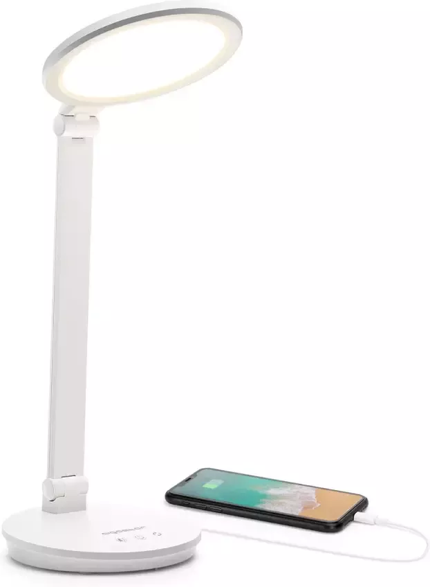 Aigostar 10ZIK Bureaulamp led dimbaar USB Opladen Touch Control Verstelbaar Leeslamp 8w Wit - Foto 1