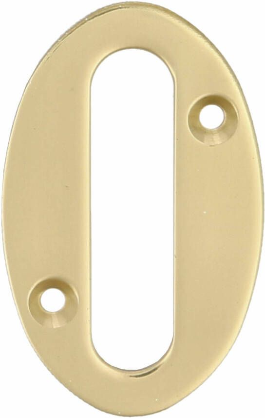 AMIG Huisnummer 0 massief messing 10cm incl. bijpassende schroeven gepolijst goudkleur Huisnummers