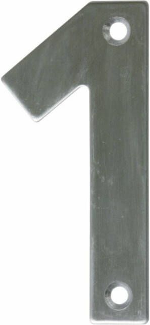 AMIG Huisnummer 1 massief Inox RVS 10cm incl. bijpassende schroeven zilver Huisnummers