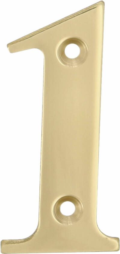 AMIG Huisnummer 1 massief messing 10cm incl. bijpassende schroeven gepolijst goudkleur Huisnummers