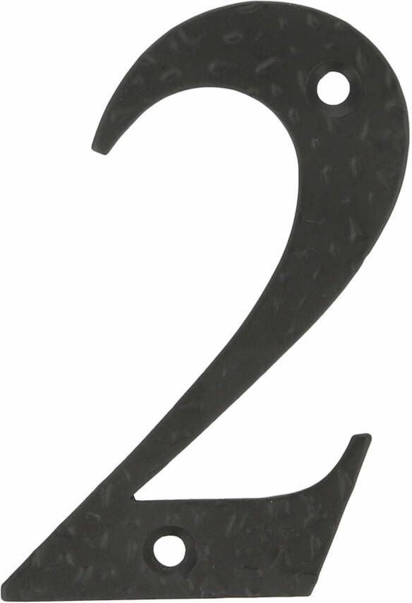 AMIG Huisnummer 2 massief gesmeed staal 10cm incl. bijpassende schroeven zwart Huisnummers