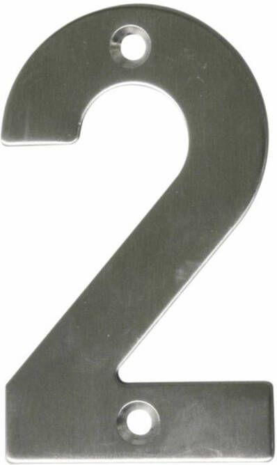 AMIG Huisnummer 2 massief Inox RVS 10cm incl. bijpassende schroeven zilver Huisnummers
