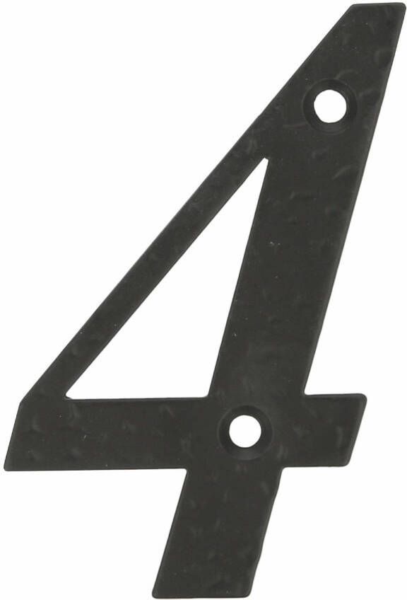 AMIG Huisnummer 4 massief gesmeed staal 10cm incl. bijpassende schroeven zwart Huisnummers