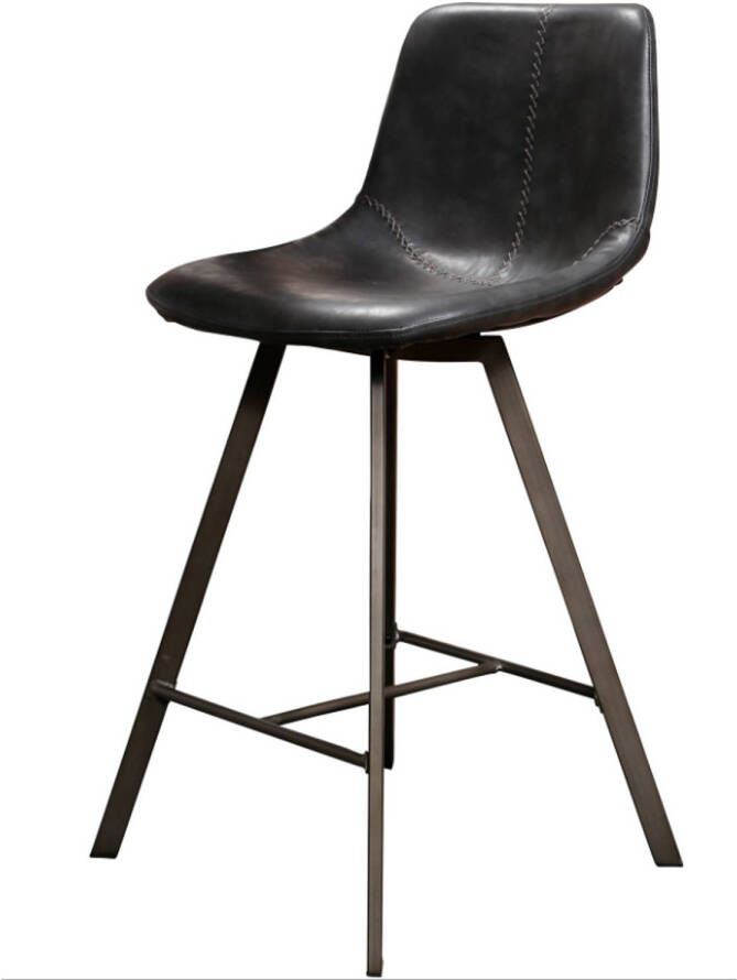 AnLi Style Barstoel zig-zag plat frame PU Zwart